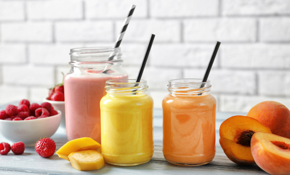 Having a nutritious shake made from organic, fermented vegan or grass-fed whey protein powder